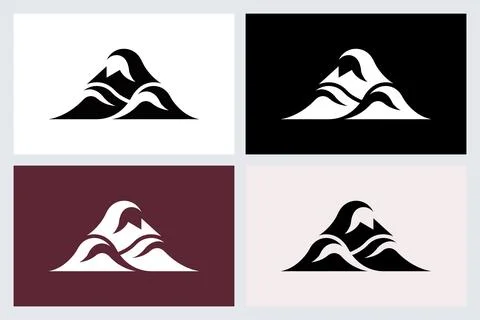 Abstract Mountain Peak Logo Design Set Stock Illustration