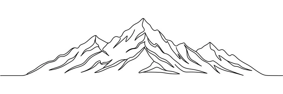 Abstract mountain range landscape background. Simple line drawing of mounta.. Stock Illustration