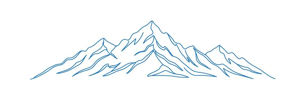 Abstract mountain range landscape background. Simple line drawing of mountain Stock Illustration
