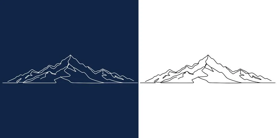 Abstract mountain range landscape background. Simple line drawing of mountain Stock Illustration