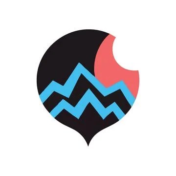 (Abstract Mountain Range Sunset Design. This modern graphic features styliz.. Stock Illustration