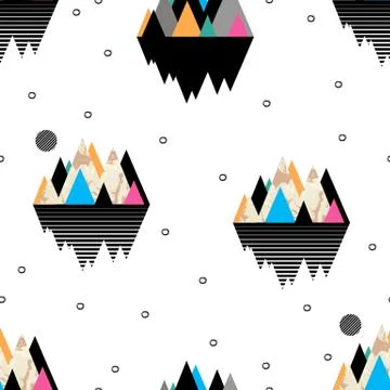 Abstract mountain seamless pattern. Trendy vector ornate. Fashion textiles. Stock Illustration