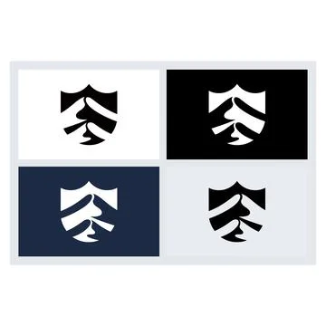 Abstract Mountain Shield Logo Symbol Design Stock-Illustration