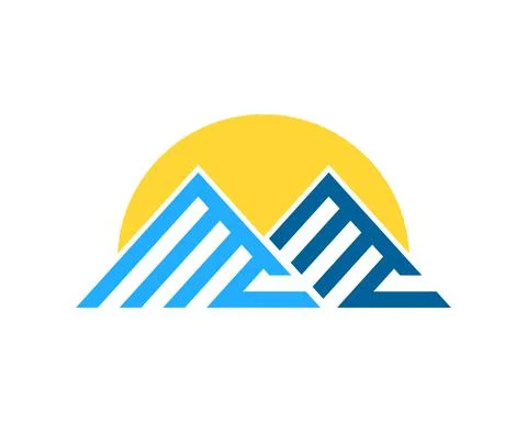 Abstract mountain stripe with sunset behind Stock Illustration