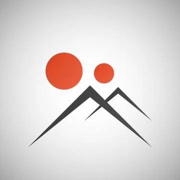 Abstract mountain with the sun on background Stock Illustration