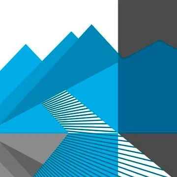 Abstract mountains and road. Vector flat design Stock Illustration