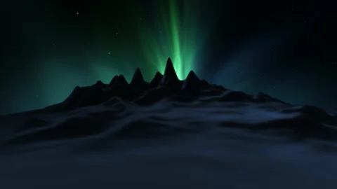 Abstract mountains with aurora borealis animation Video stock 148298365