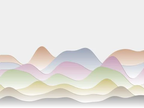 Abstract mountains background. Curved layers in soft colors. Papercut style.. Stock Illustration