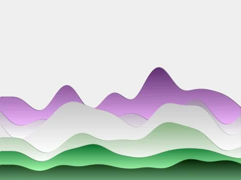 Abstract mountains background. Curved layers in purple red green colors. Pa.. Stock Illustration