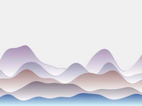 Abstract mountains background. Curved layers in pastel blue violet colors. .. Illustrazione stock
