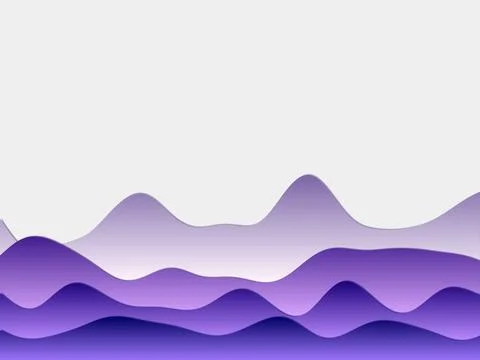 Abstract mountains background. Curved layers in deep purple colors. Papercu.. Ilustração Stock