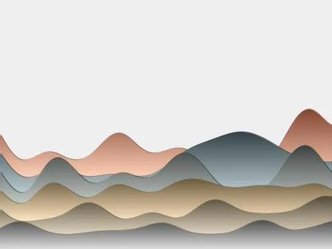Abstract mountains background. Curved layers in dark colors. Papercut style.. イラスト素材