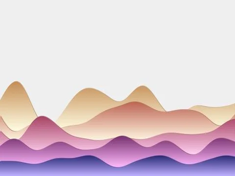 Abstract mountains background. Curved layers in sunset colors. Papercut sty.. Illustrazione stock