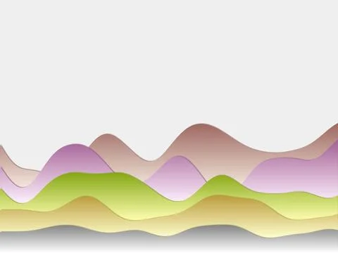 Abstract mountains background. Curved layers in green orange blue green col.. Illustrazione stock