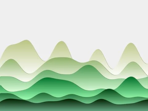 Abstract mountains background. Curved layers in yellow green colors. Paperc.. Illustrazione stock
