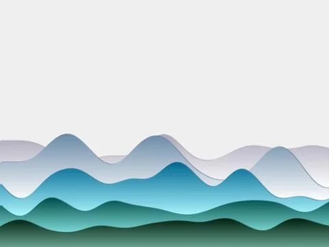 Abstract mountains background. Curved layers in purple blue green colors. P.. Illustrazione stock