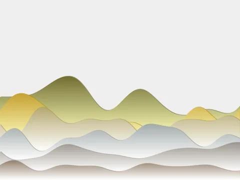Abstract mountains background. Curved layers in soft pastel colors. Papercu.. Illustrazione stock