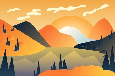 Abstract mountains landscape background Stock Illustration