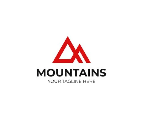 Abstract mountains logo template. Triangle mountain peak vector design Stock Illustration