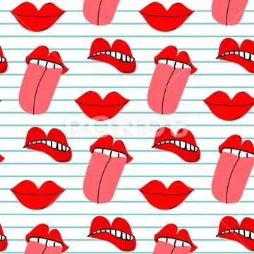 Abstract Mouth Vector Pattern Background.