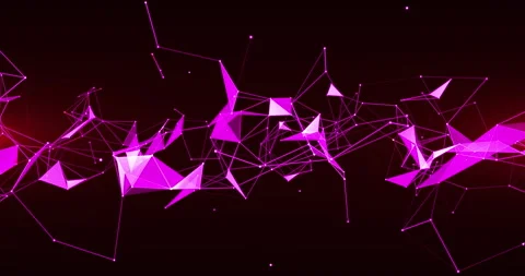 Abstract movable plexuses of colored dots, lines and facets 4 Stock Footage 305935919