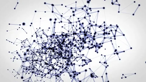 Abstract movement of blue dots and lines on a white background Video stock 179383863