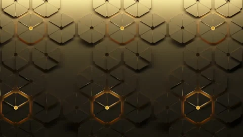 Abstract movement of glowing triangles in gold color. Video stock 160140534