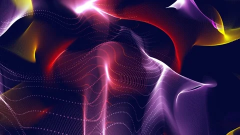 Abstract movement of multicolored waves on a dark background Stock Footage 170009410