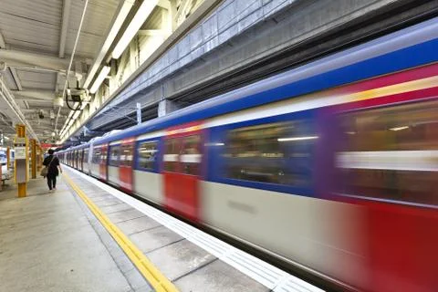 Abstract movement of train, blurred motion. Stock Photos