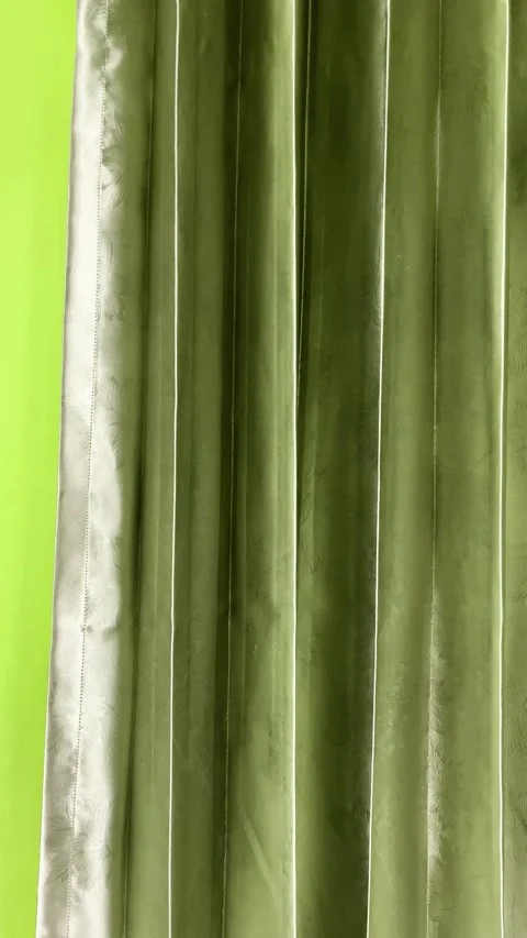Abstract Movement Of Windblown Texture Curtain With Green Wall Background Stock Footage 273571991