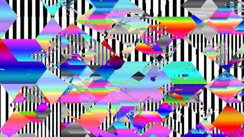 Abstract movements of brightly colored digital elements, black and white lines Stock Footage 125938211