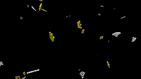 Abstract moving background. Crown icons, wi-fi, chipset. Stock Footage 82788225