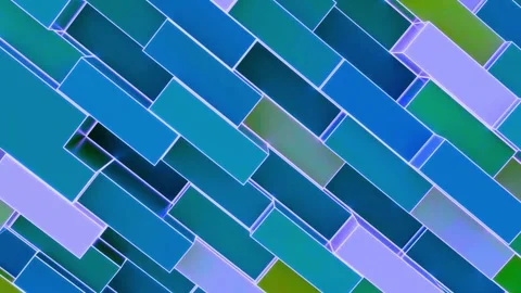 Abstract moving blue and green rectangular blocks forming digital pattern Stock-Footage 342906262