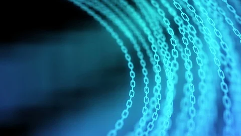 Abstract moving Chain pattern blue gradient color circle shape, Mining Stock Footage 92511522