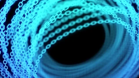 Abstract moving Chain pattern blue gradient color circle shape, Mining Stock-Footage 92511530