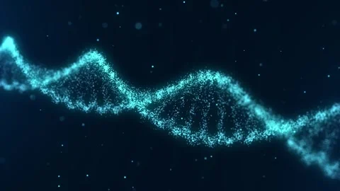 Abstract moving DNA wave with blue dots and lines. Concept network connection. Stock Footage 272593109