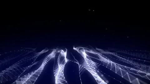 Abstract moving DNA wave with blue dots and lines. Music sound background. Stock Footage 291961612
