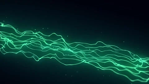 Abstract moving DNA wave with green dots and lines. Music sound background. Stock Footage 280342011