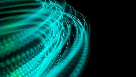 Abstract moving dot line lighting pattern blue and green gradient color Stock Footage 92511424