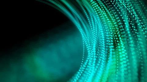 Abstract moving dot line lighting pattern blue and green gradient color Stock Footage 92511461