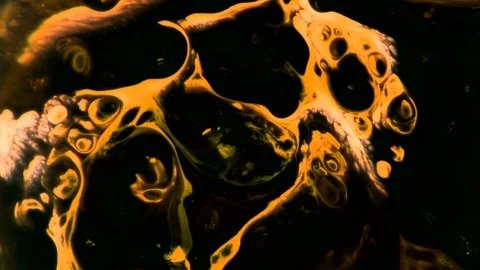 Abstract moving fluid. Fractal orange patterns. Dark background Stock Footage