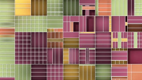 Abstract moving freight containers. Modern flat design. 3d render loop animation Stock Footage 120359783