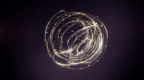 Abstract moving lines creating elegant ball shaped element with drops of dew on Stock Footage 60831035