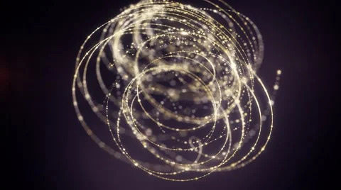 Abstract moving lines creating elegant ball shaped element with drops of dew on Video stock 60831093