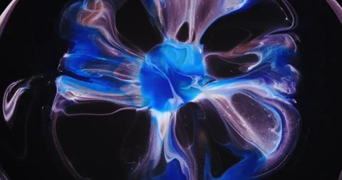 Abstract moving macro shot of blue, white and purple liquid particles Stock Footage 269198216