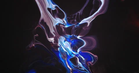 Abstract moving macro shot of blue, white and purple liquid particles Stock Footage 276385223