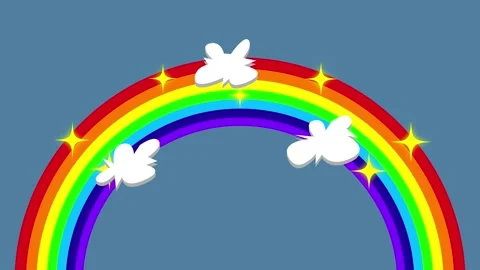 Abstract moving rainbow with glowing star and cloud concept animation. The .. Видео 333330929