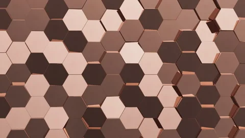 Abstract moving red metallic hexagonal structure. Bee hive grid blocks. 3d Stock Footage 292245559