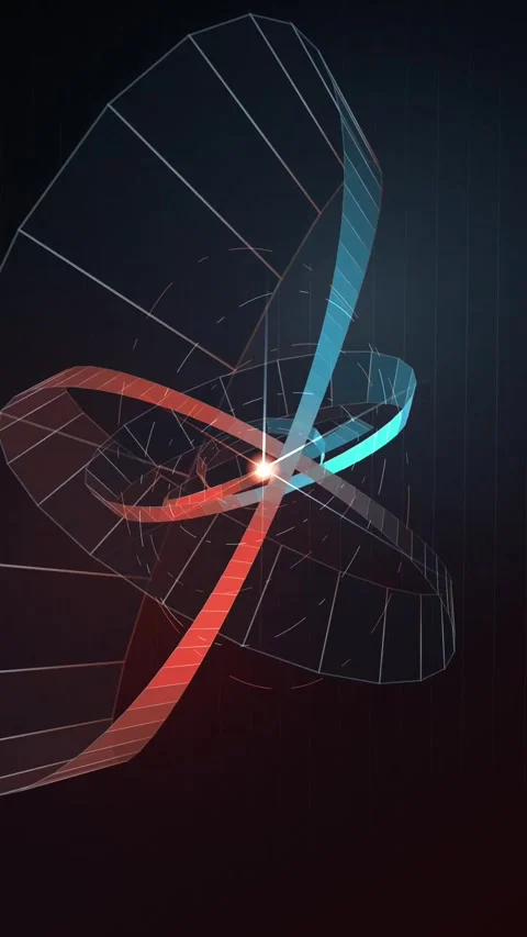 Abstract moving shapes background with glowing point and rotating elements .. Stock Footage 347978177