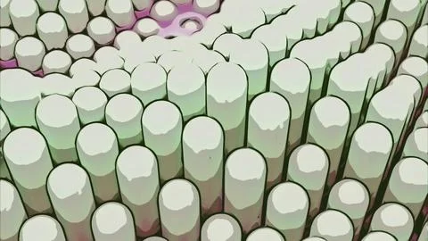 Abstract moving slowly background of cylinders. Design. Up and down flowing Stock Illustration